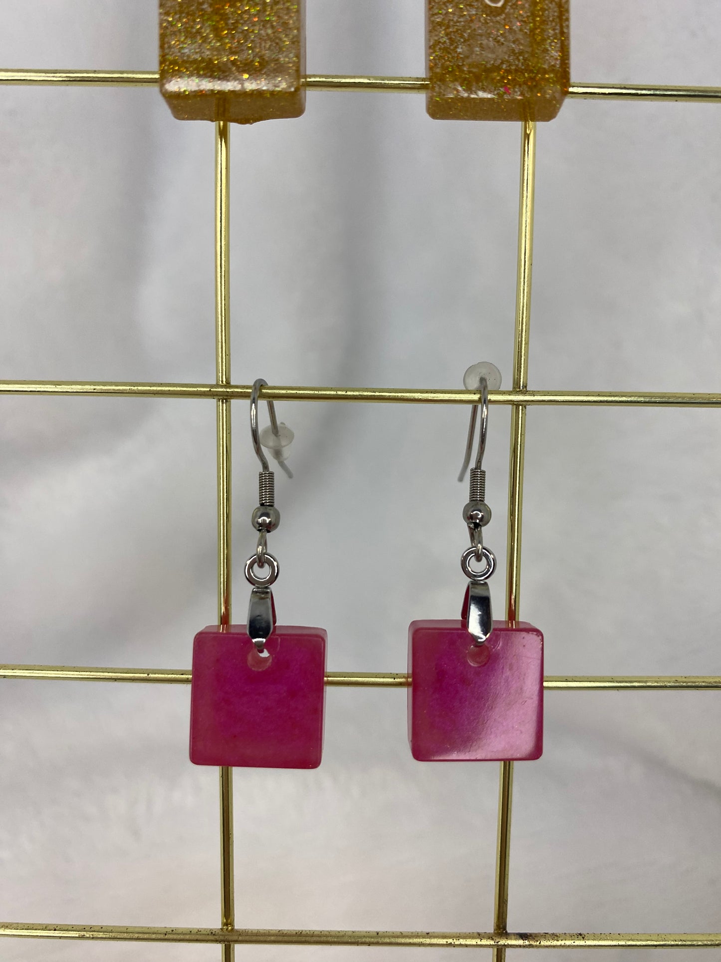 Rose Red Rectangle Earrings
