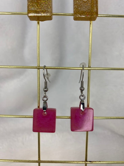 Rose Red Rectangle Earrings