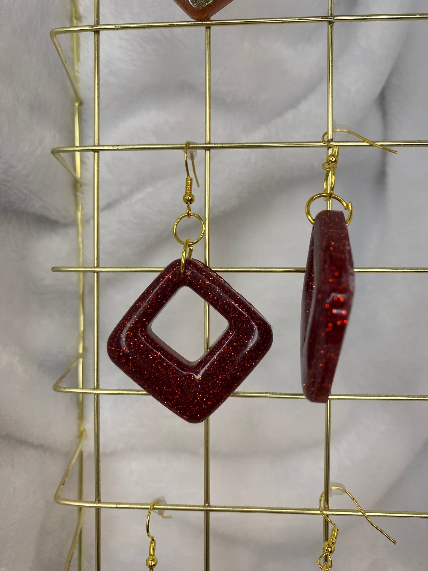 Red Glitter Earrings