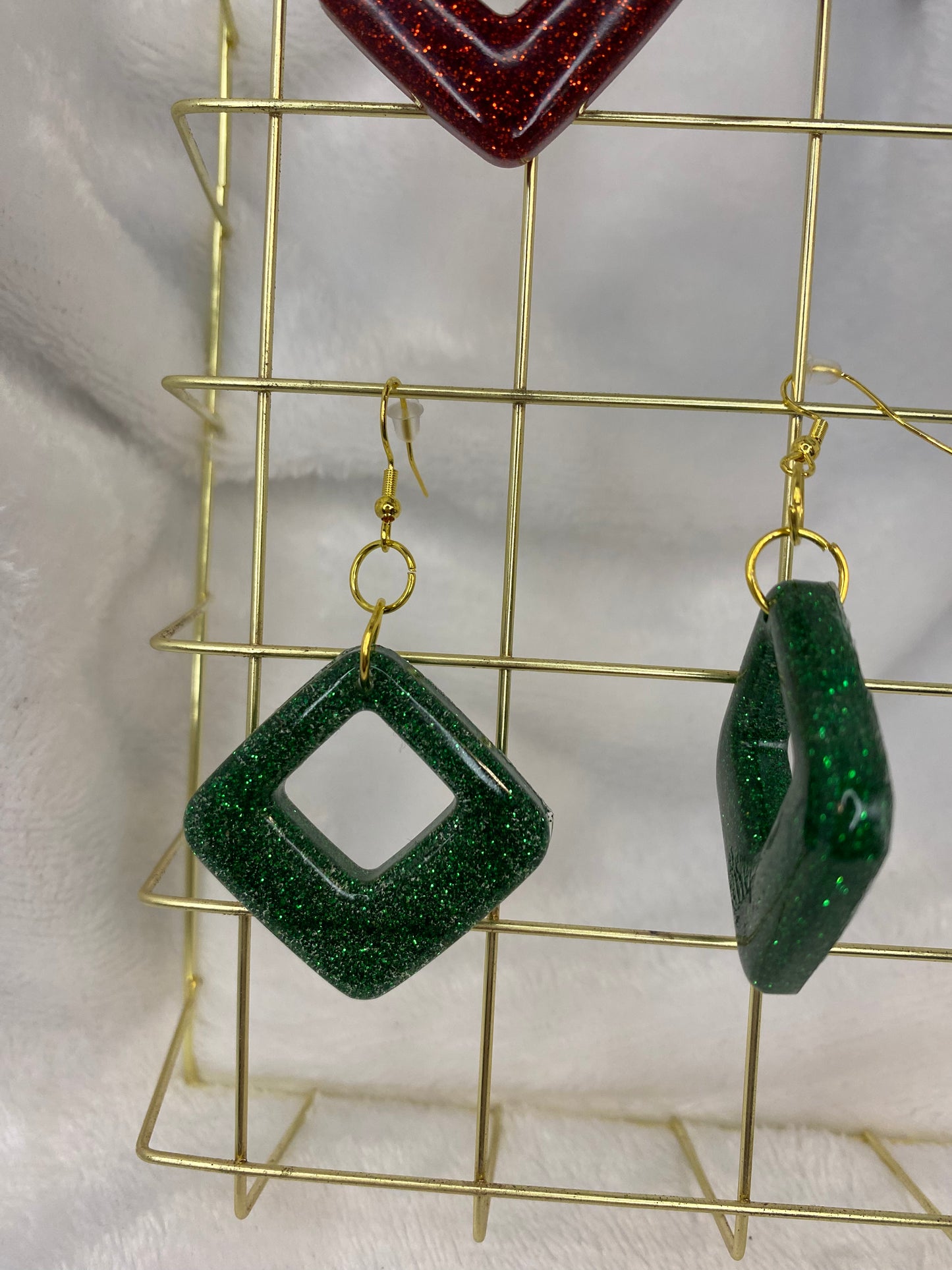Green Glitter Earrings
