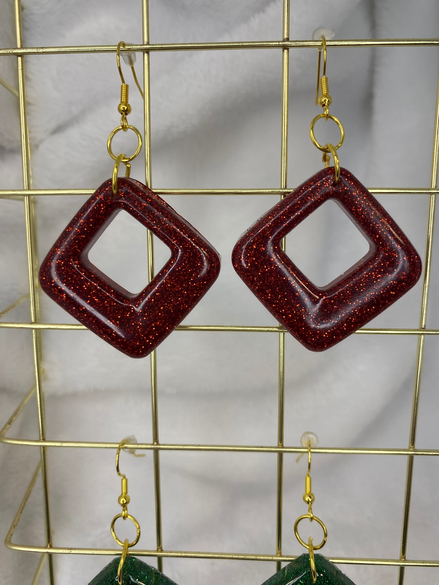 Red Glitter Earrings