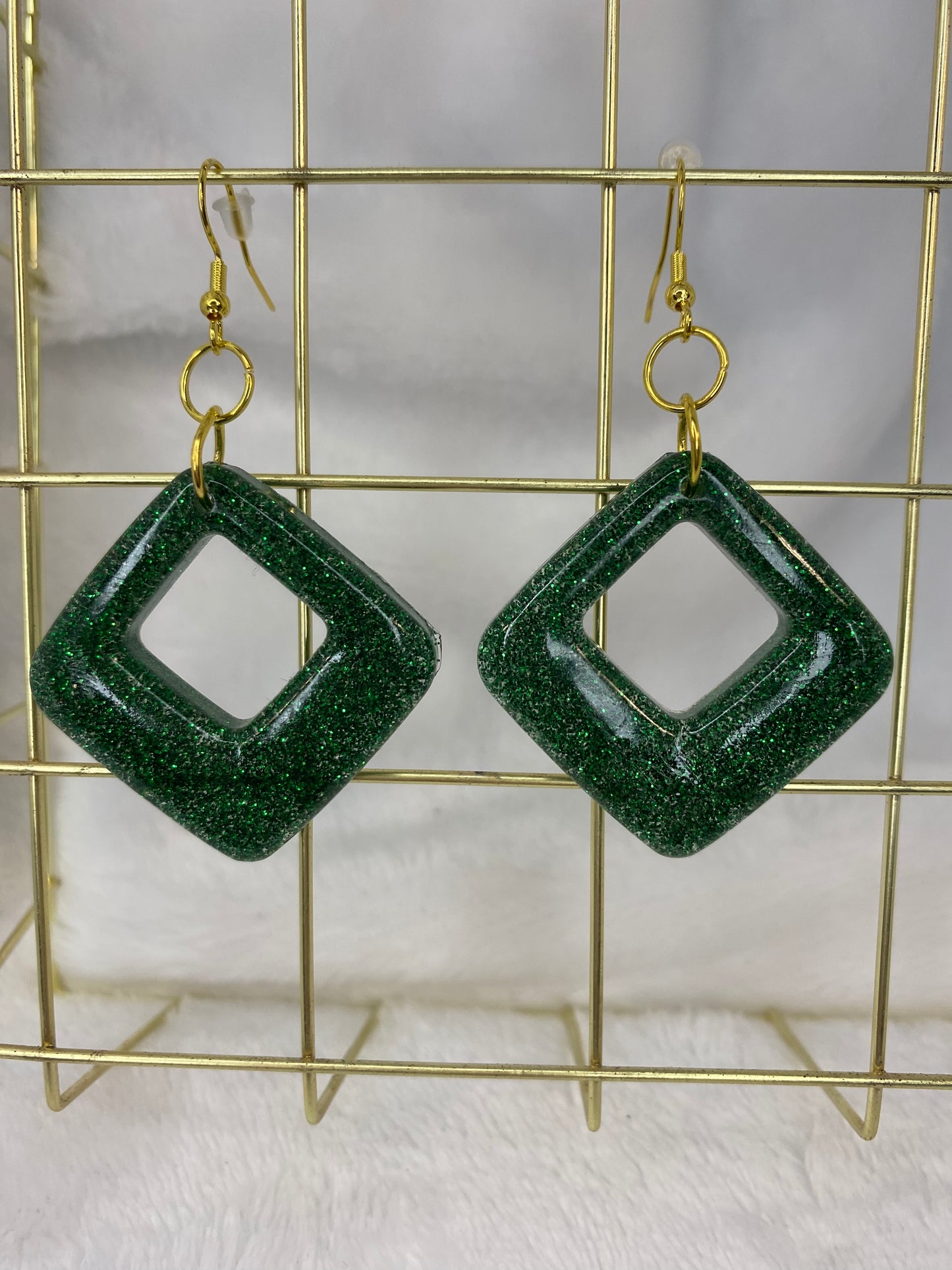 Green Glitter Earrings