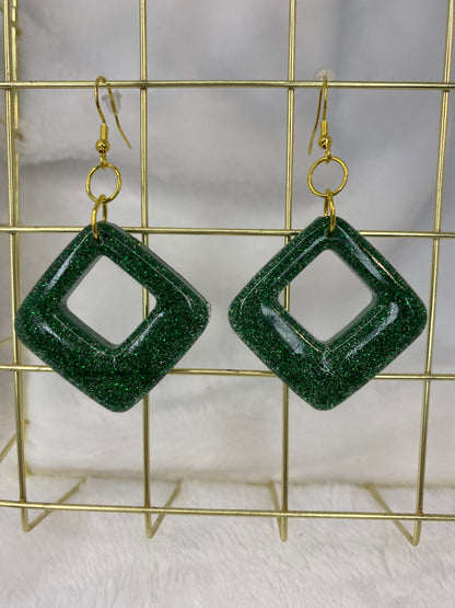 Green Glitter Earrings