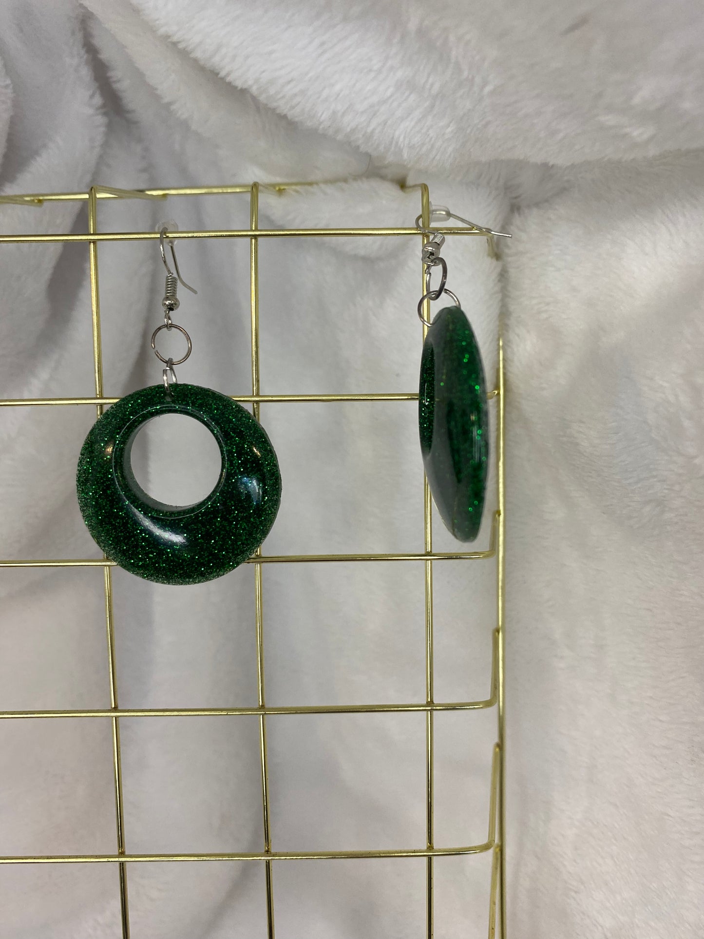 Green Glitter Earrings