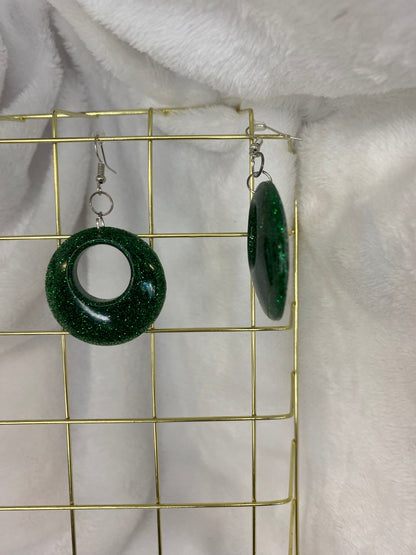 Green Glitter Earrings
