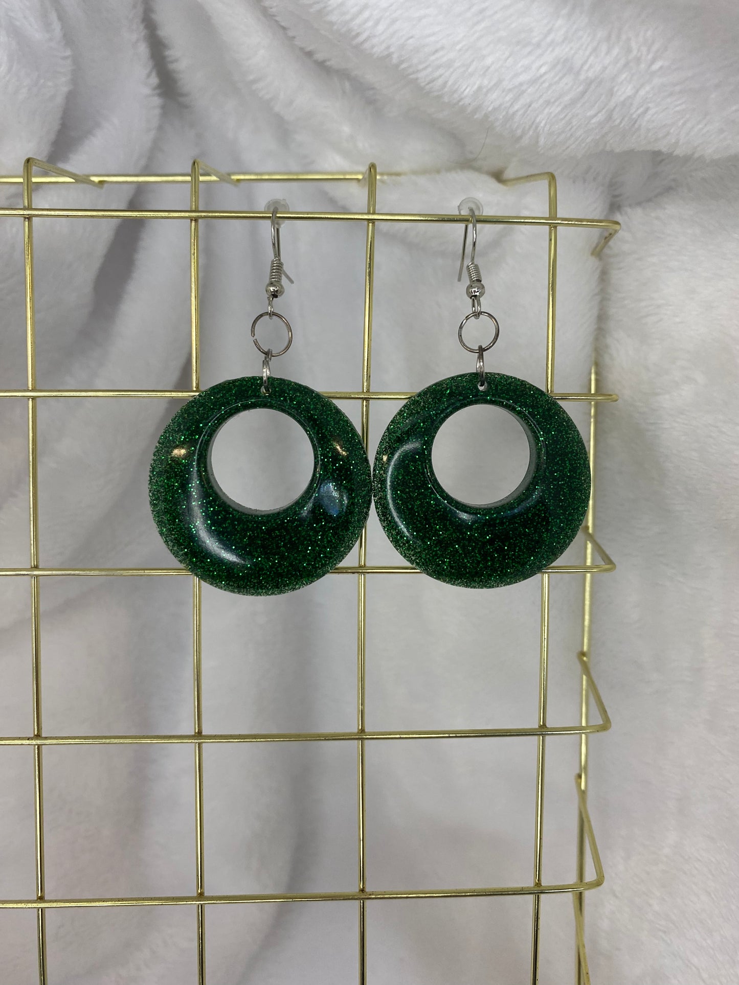 Green Glitter Earrings