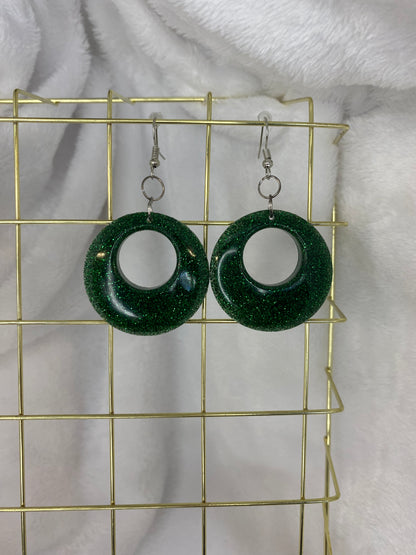 Green Glitter Earrings