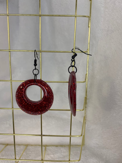 Red Glitter Earrings