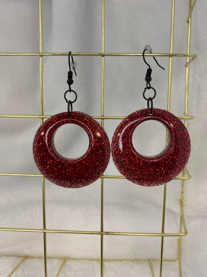 Red Glitter Earrings