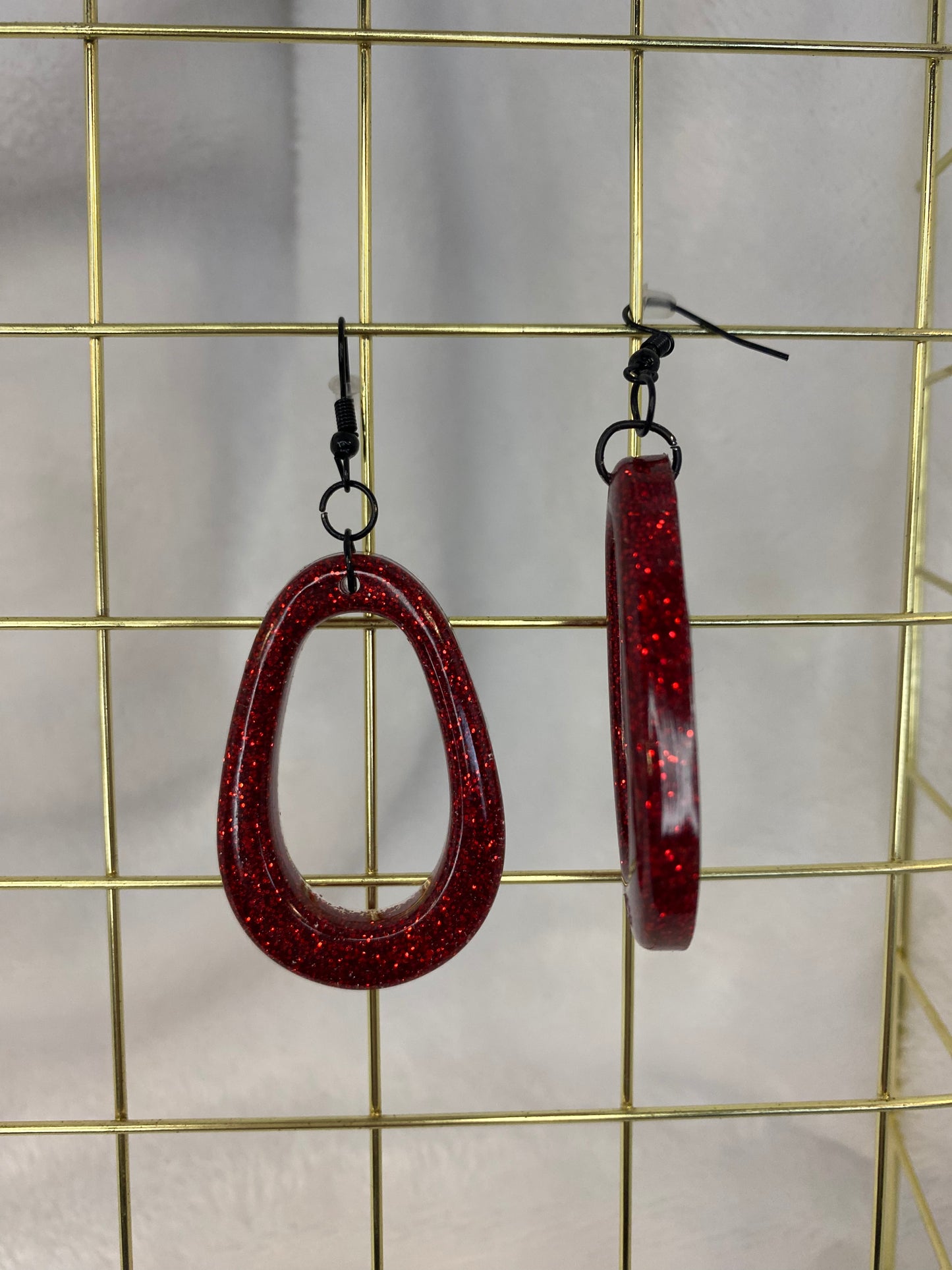 Red Glitter Earrings