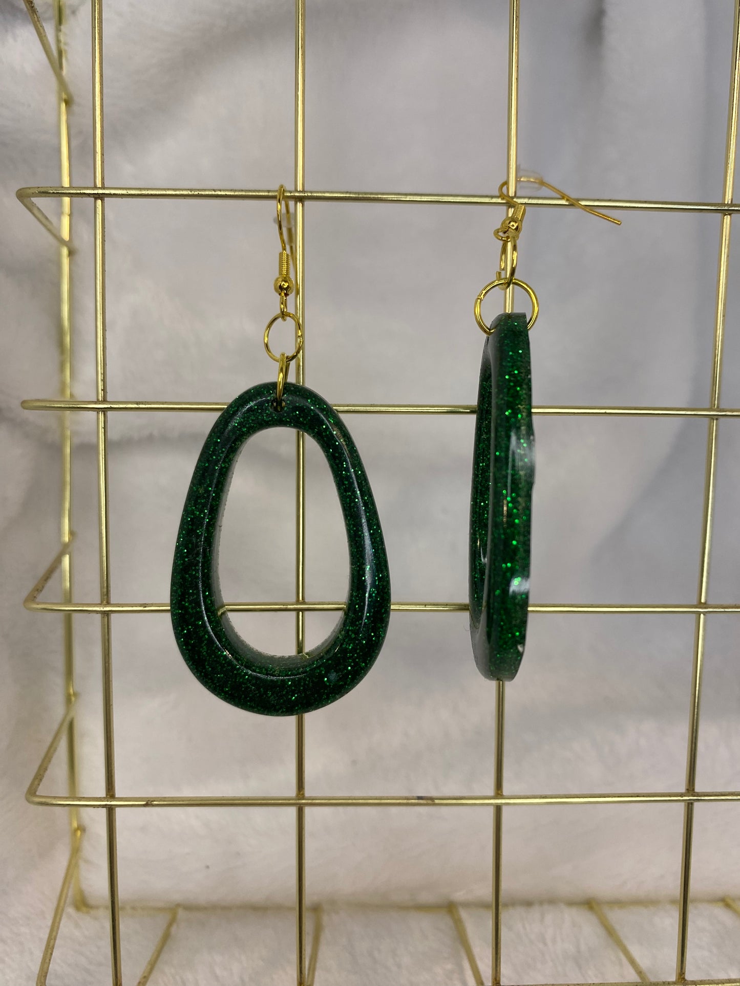 Green Glitter Earrings