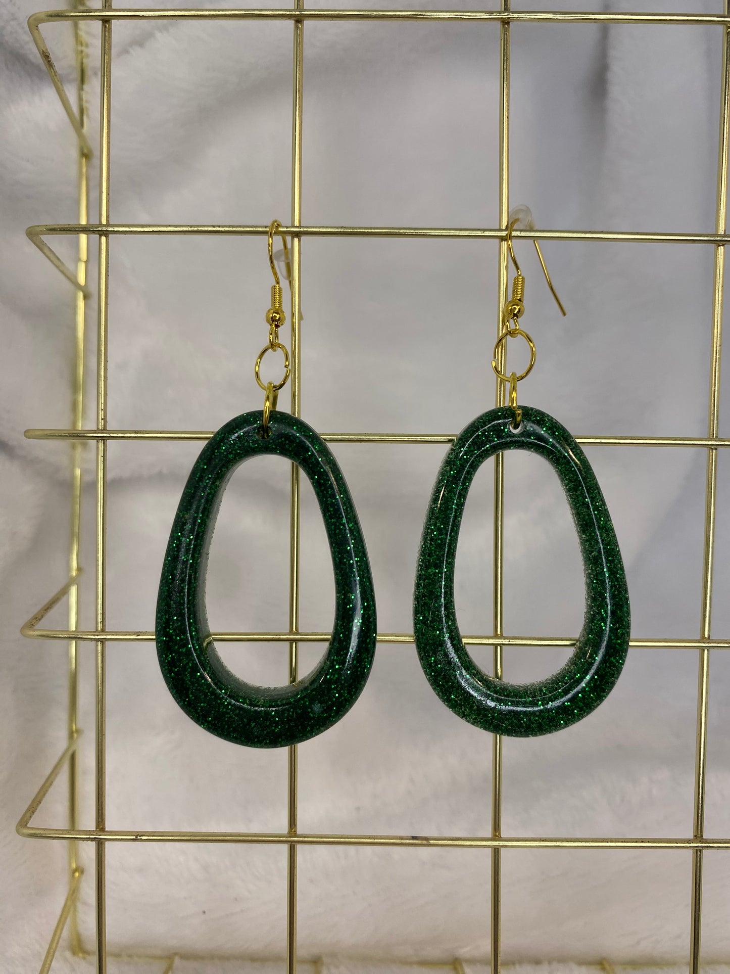 Green Glitter Earrings