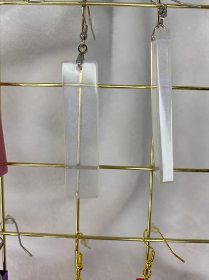Iridescent Rectangle Earrings (Blue Tint)