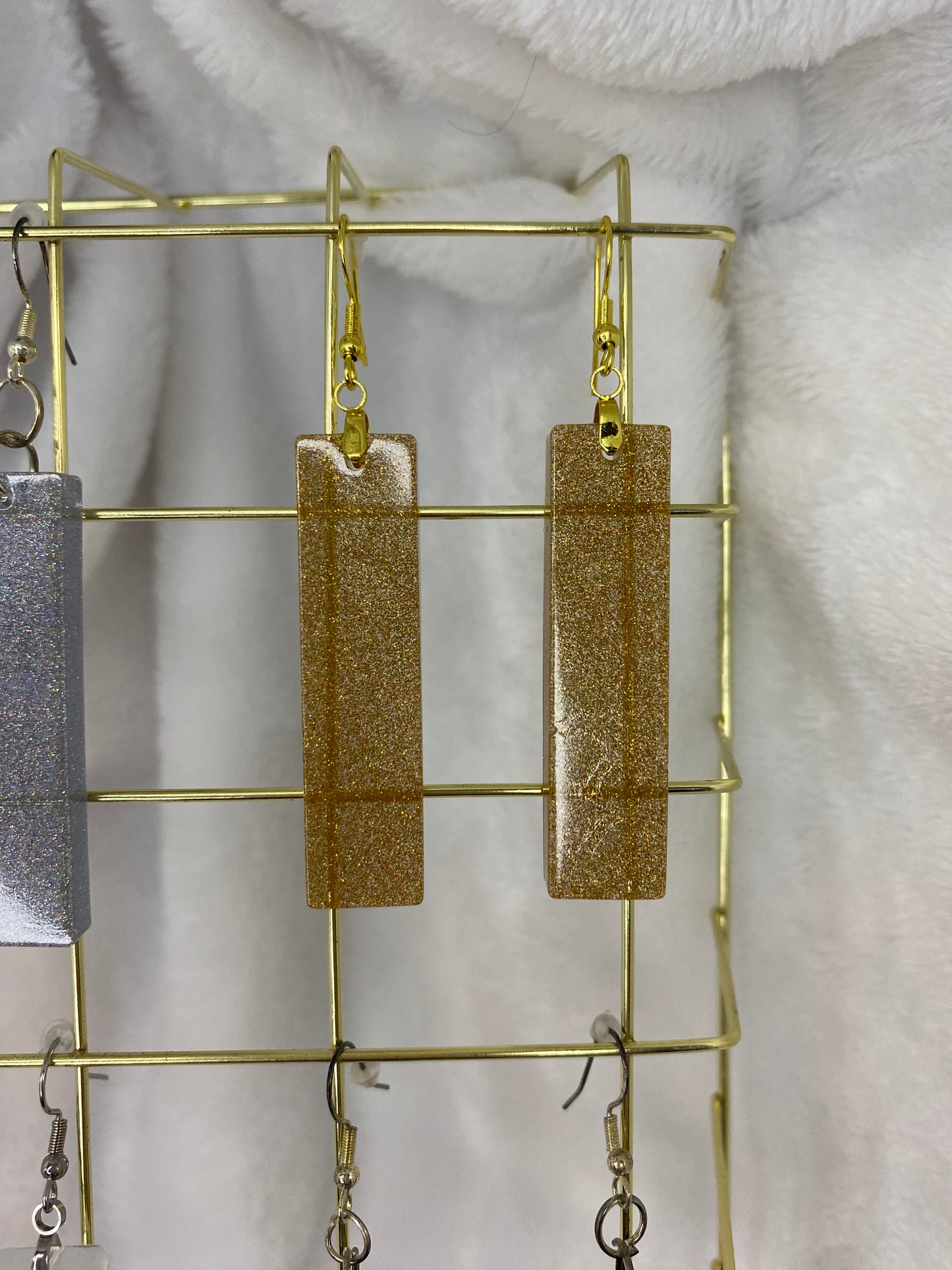 Extra Large Gold Fine Glitter Resin Earrings