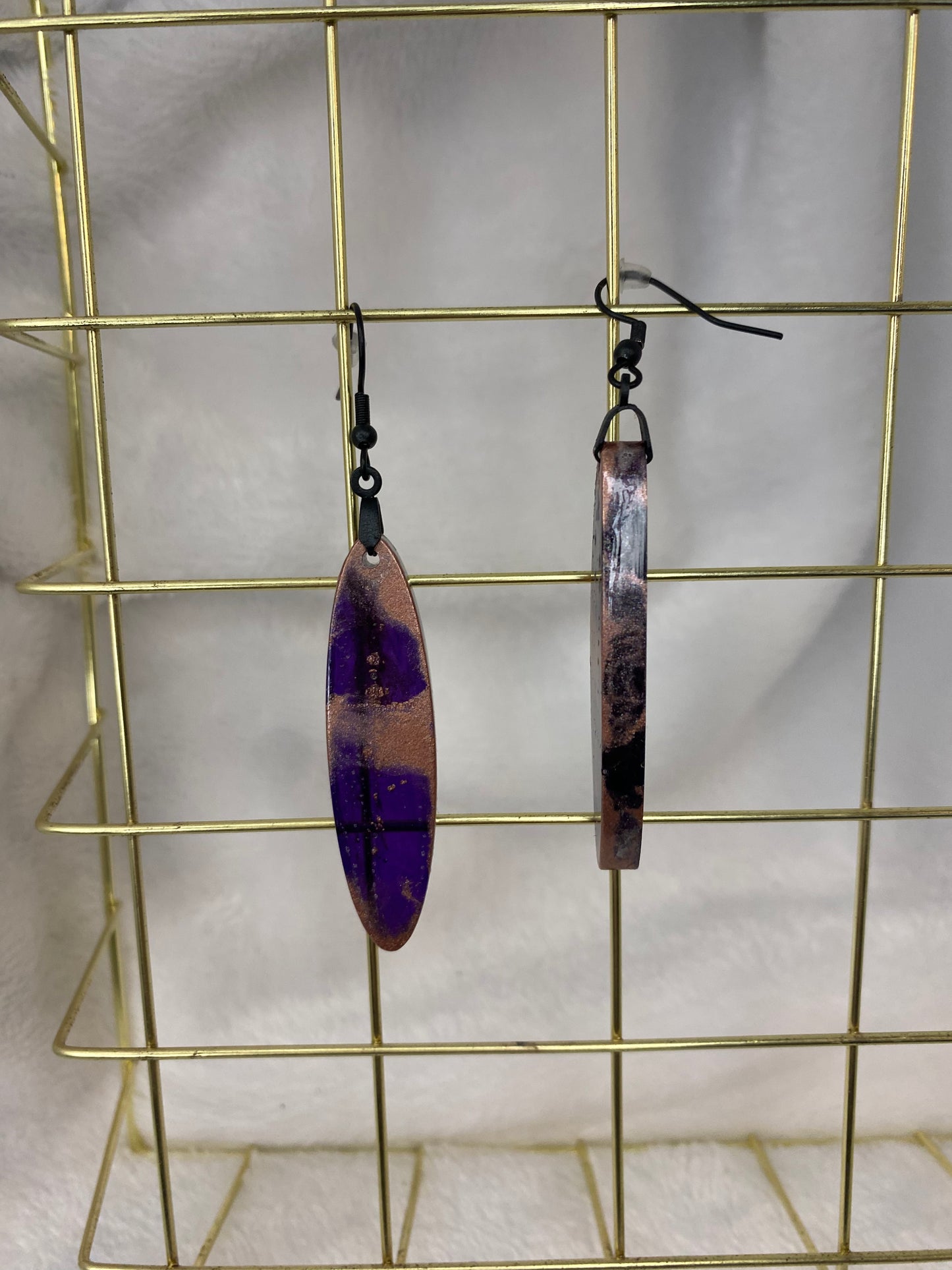 Purple & Rose Gold Oval Earrings
