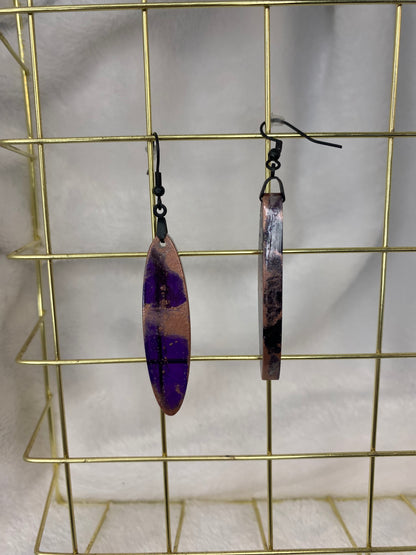 Purple & Rose Gold Oval Earrings