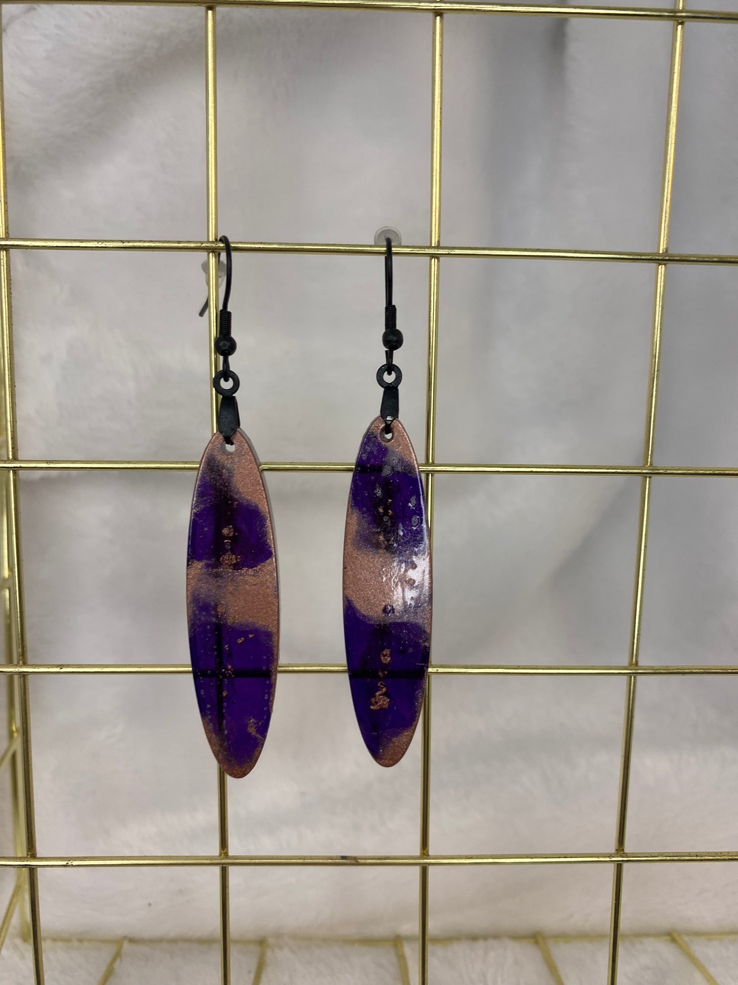 Purple & Rose Gold Oval Earrings