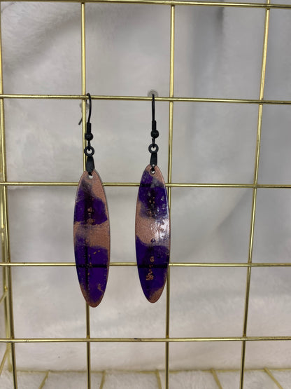 Purple & Rose Gold Oval Earrings