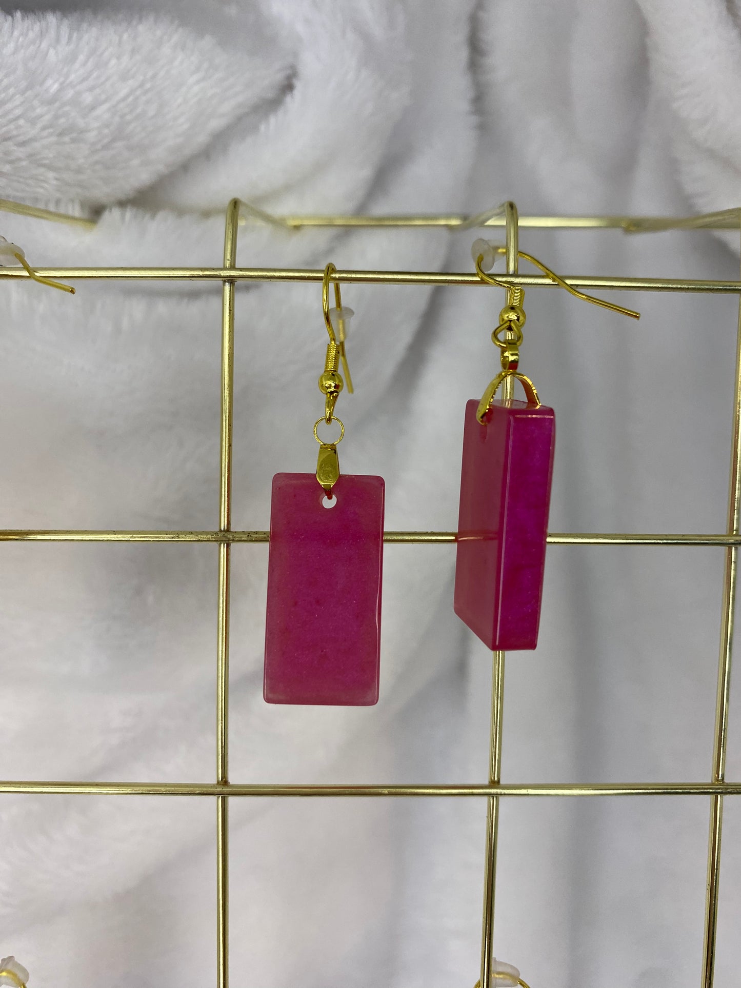 Rose Red Rectangle Earrings