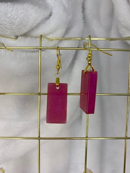Rose Red Rectangle Earrings