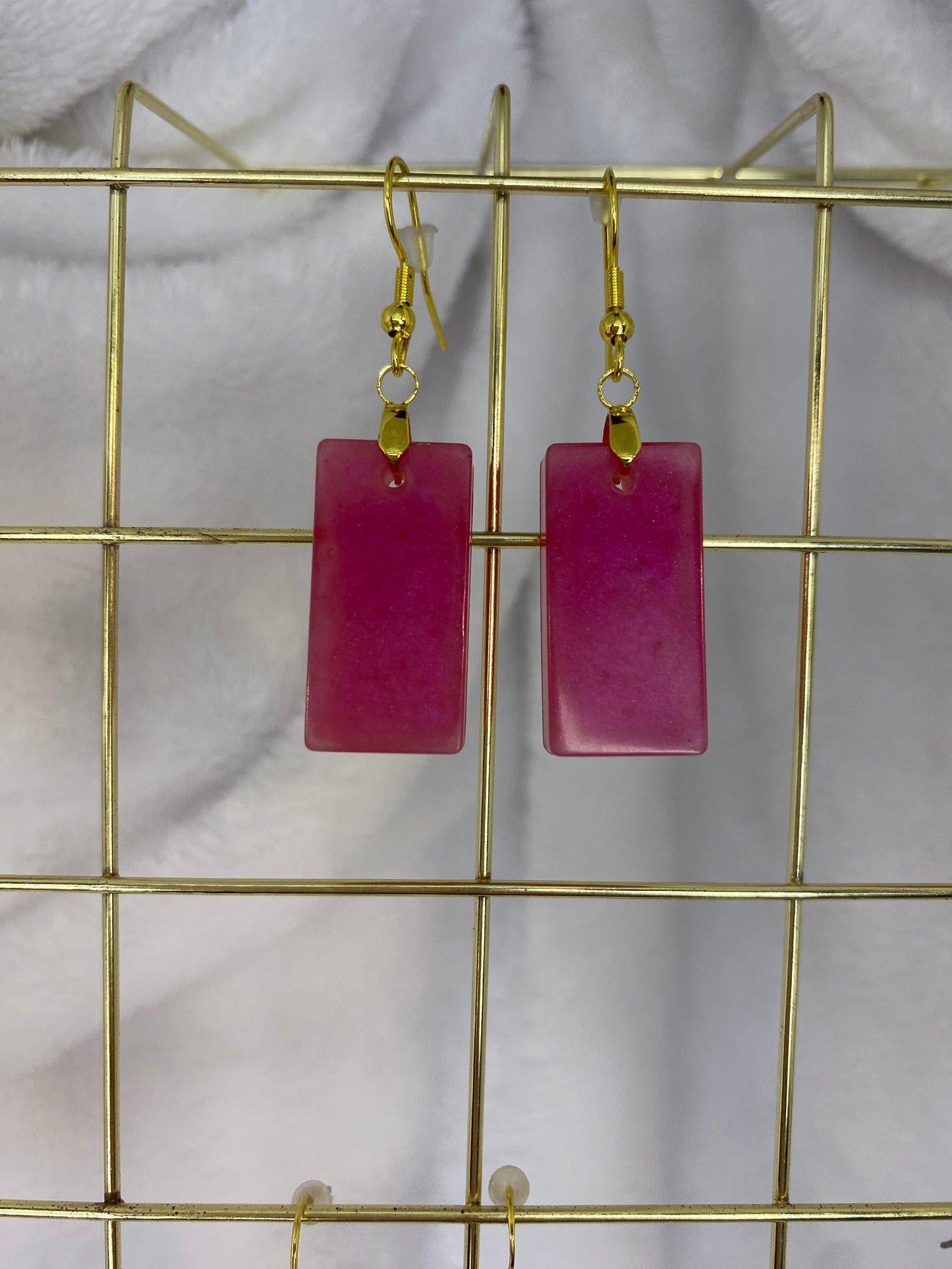 Rose Red Rectangle Earrings