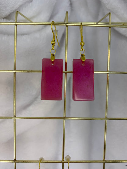 Rose Red Rectangle Earrings