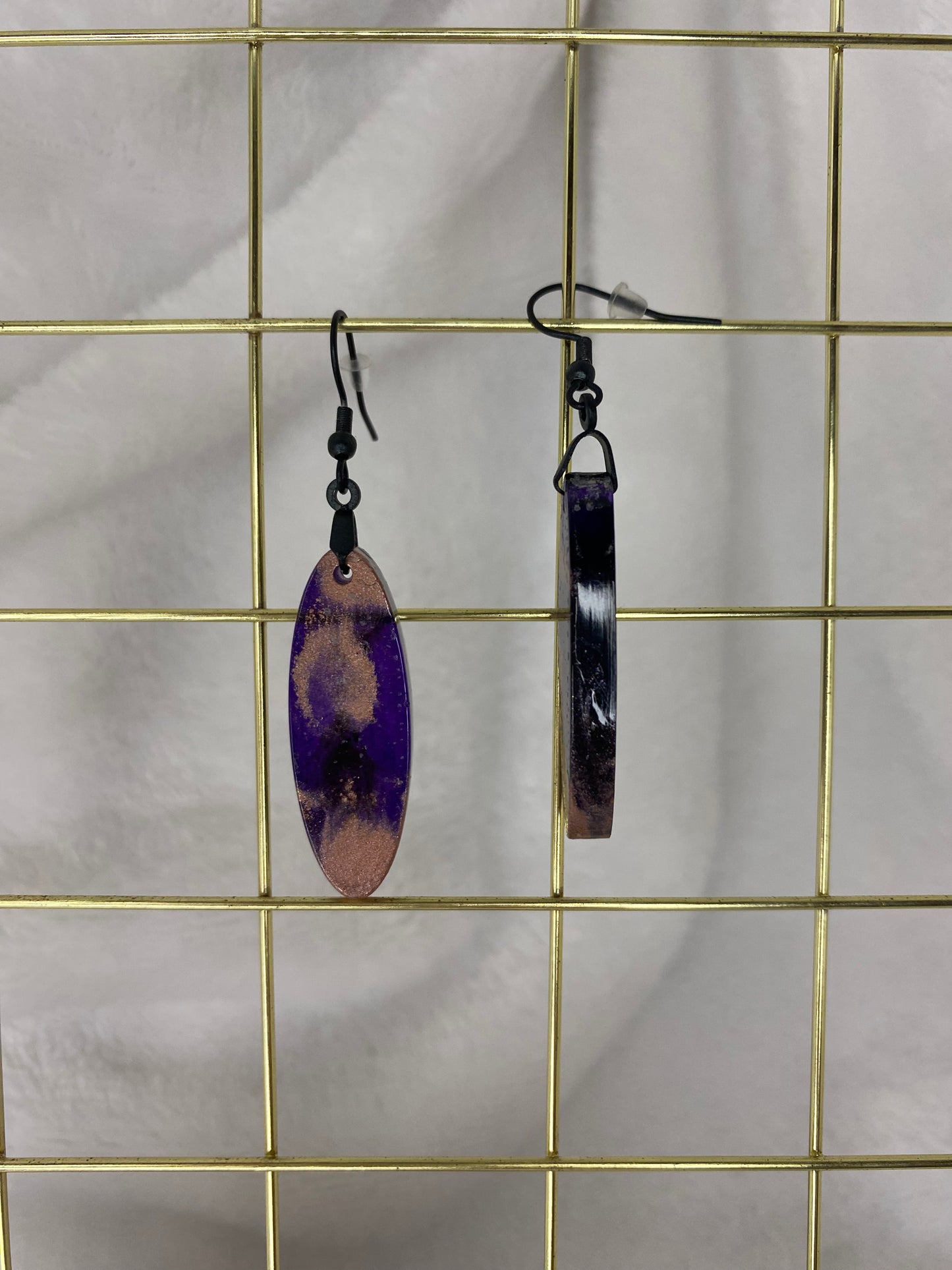 Purple & Rose Gold Oval Earrings
