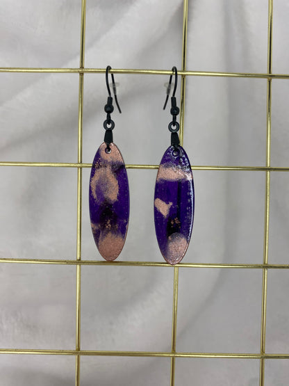 Purple & Rose Gold Oval Earrings