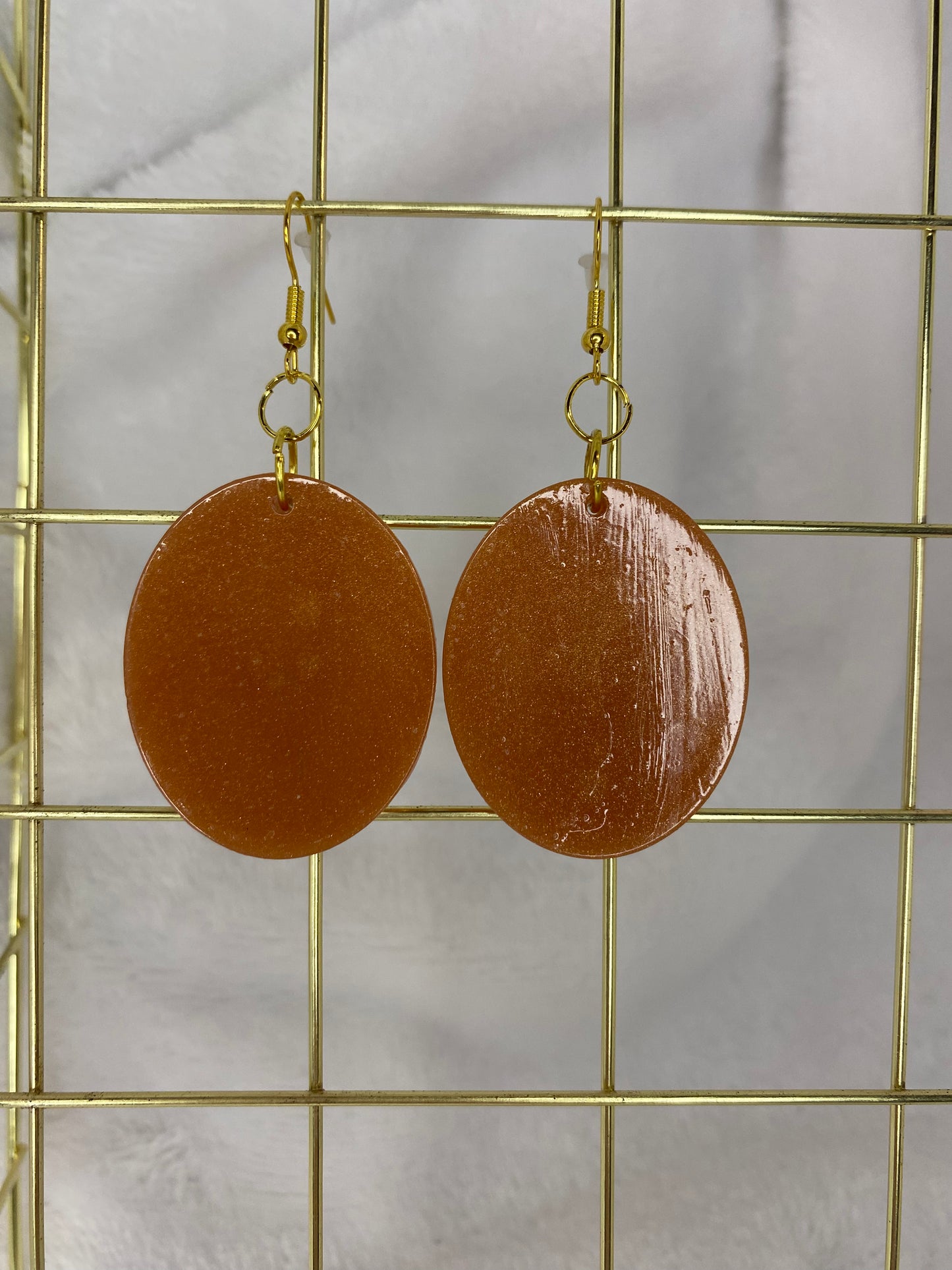 Golden Brown Oval Earrings Large Oval