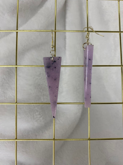 Large Light Purple with Chunky Foil Resin Earrings