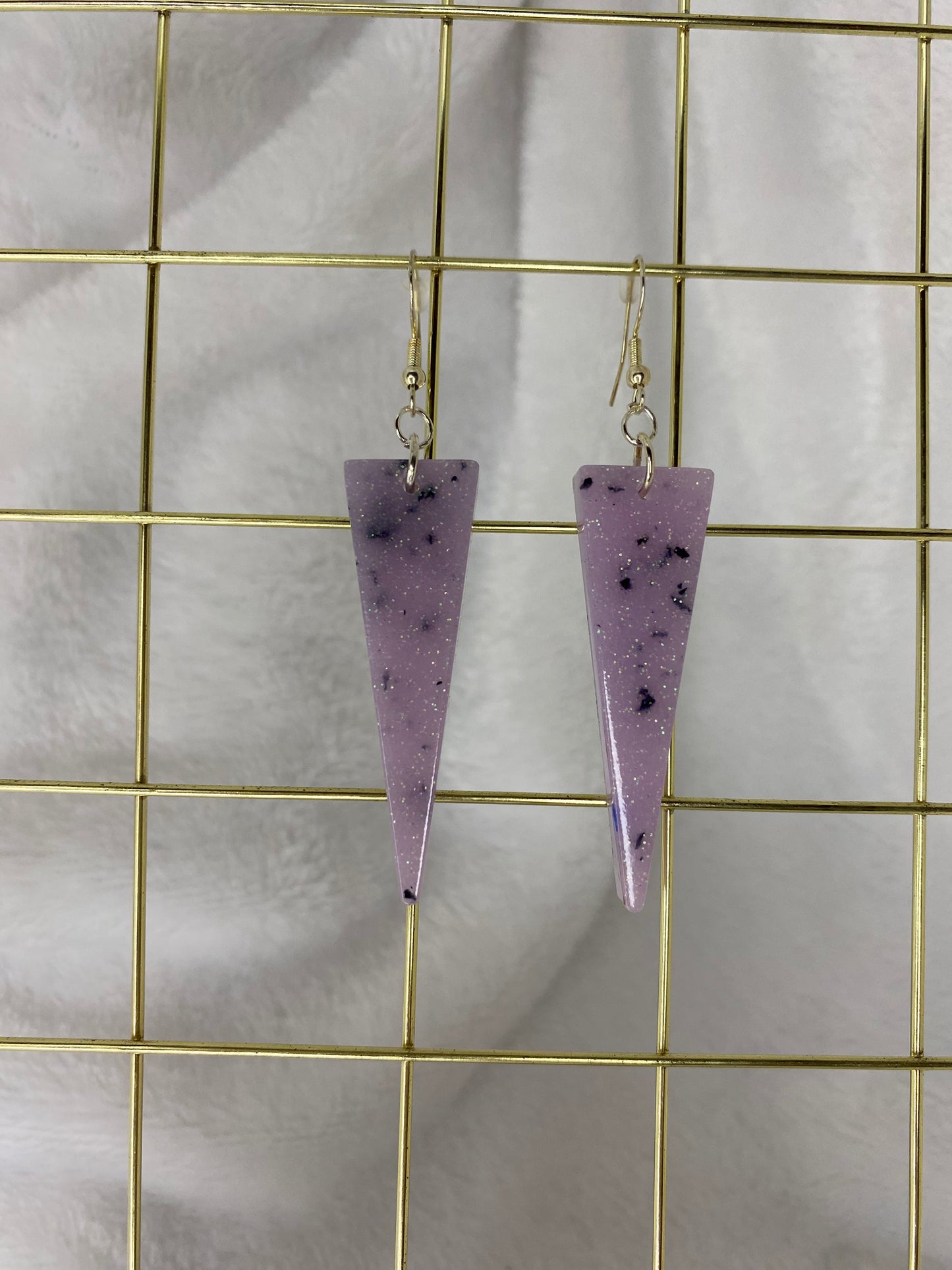 Large Light Purple with Chunky Foil Resin Earrings