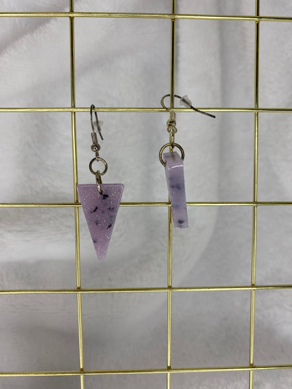 Small Light Purple with Chunky Foil Resin Earrings