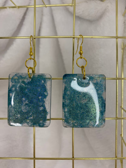 Holographic Glitter Earrings Rectangle Shaped