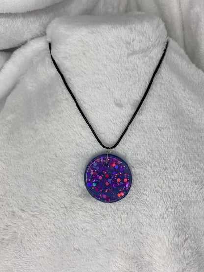 Round Purple Chunky Glitter Necklace