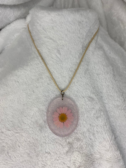 Clear Glitter Flower Pendant