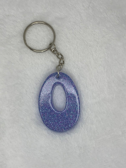 Blue Glitter Hippie Font Letter Keychains