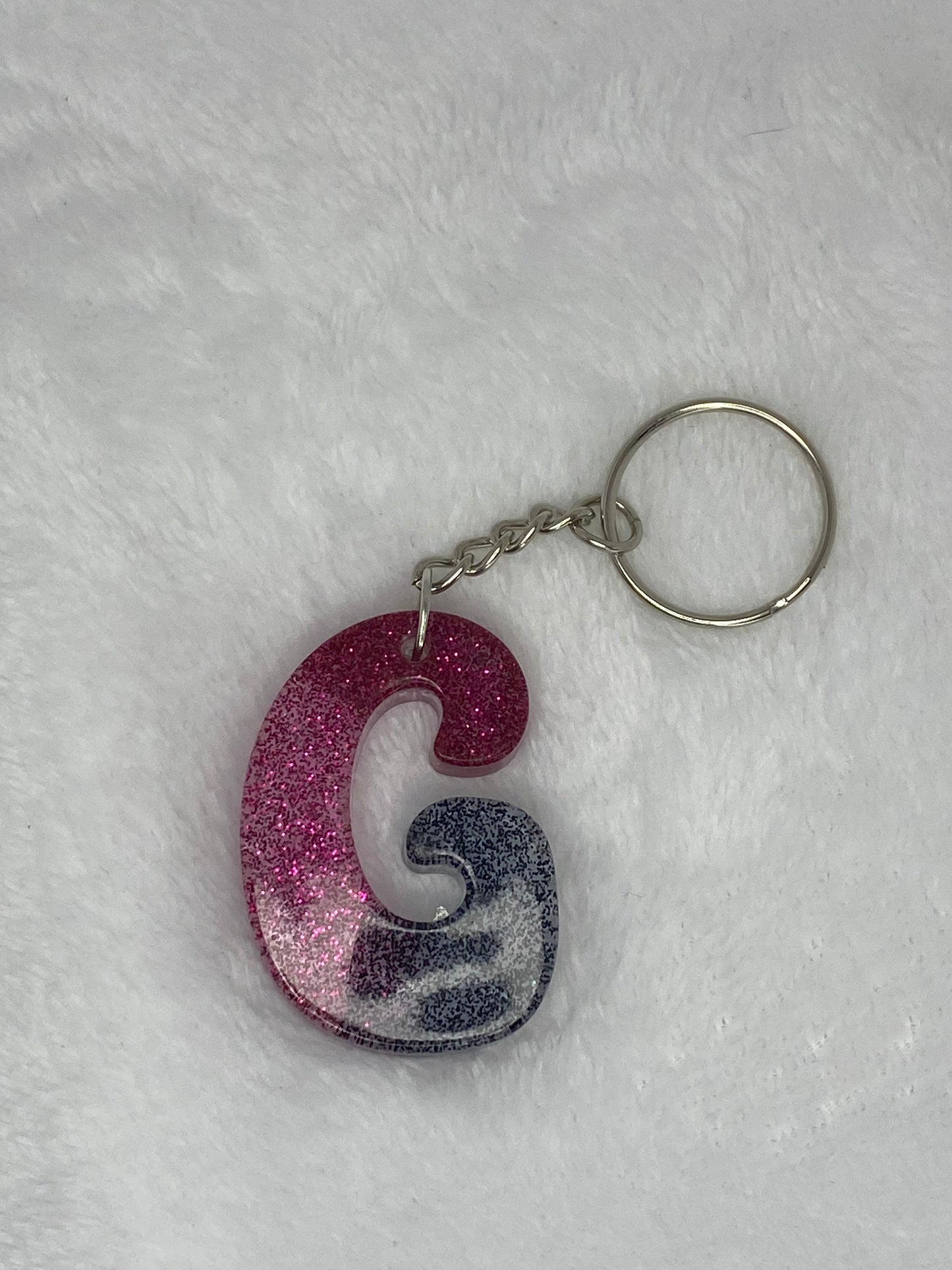 Black and Dark Pink Glitter Hippie Font Letter Keychains