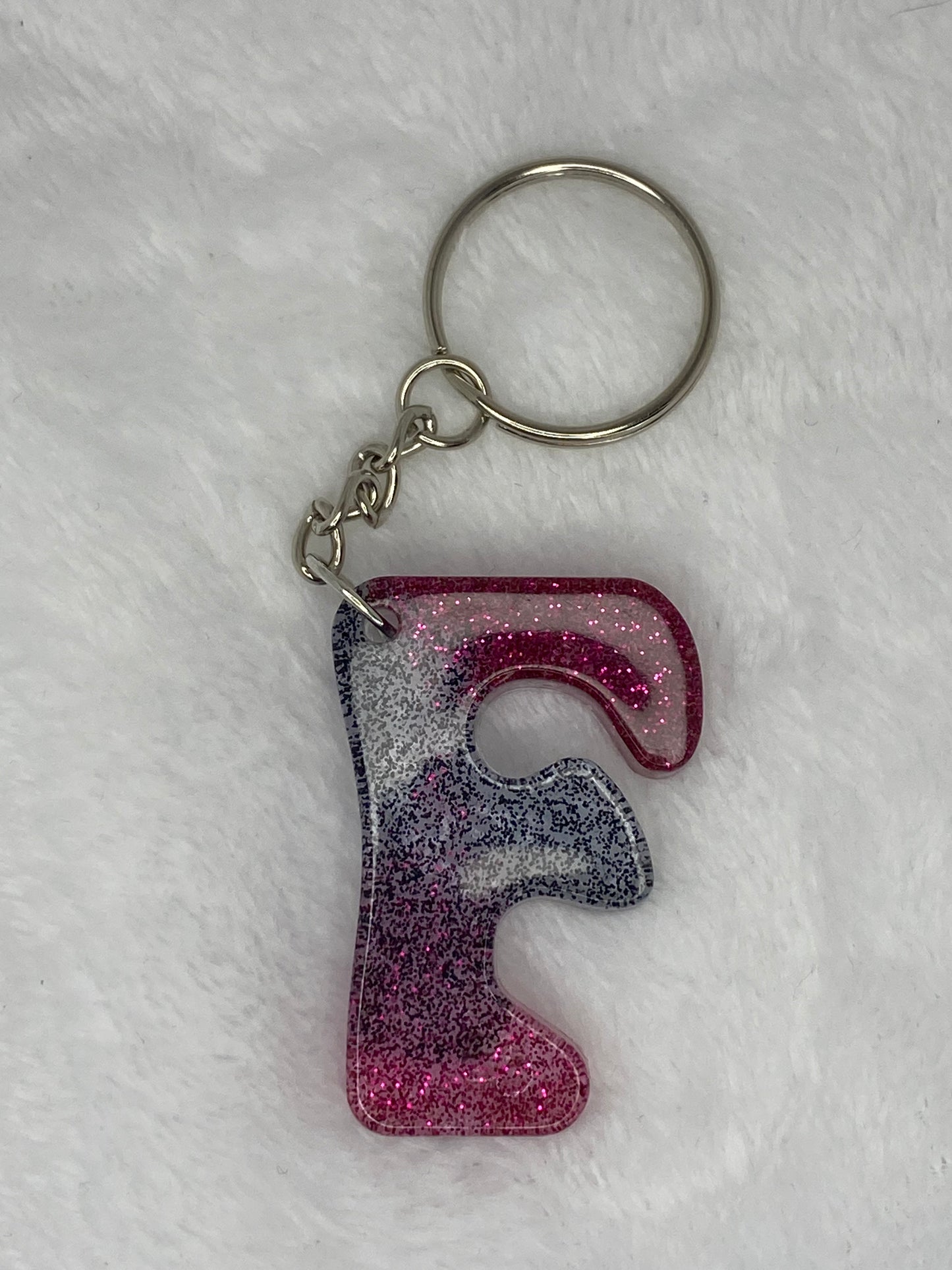 Black and Dark Pink Glitter Hippie Font Letter Keychains