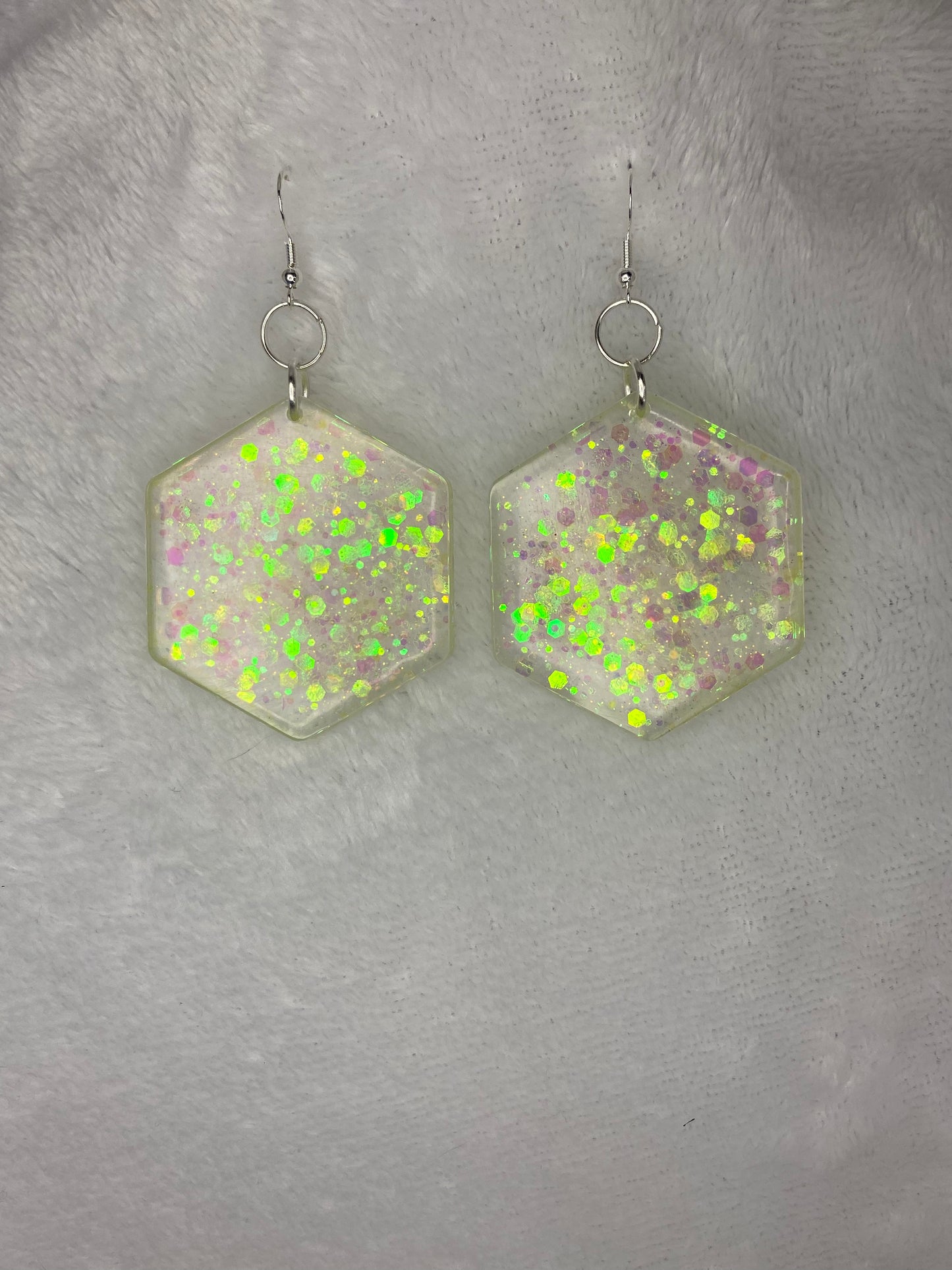 Yellow Chunky Glitter Hexagon Earrings