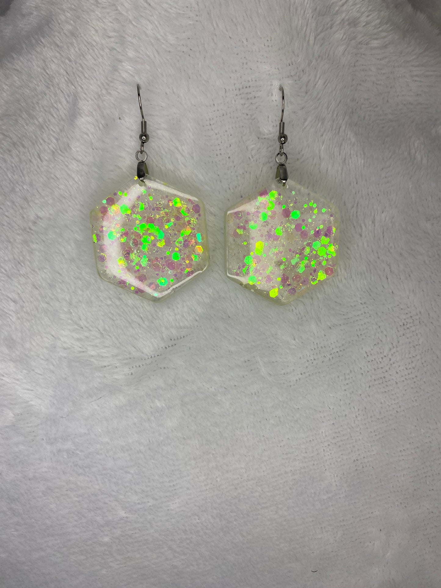 Yellow Chunky Glitter Hexagon Earrings