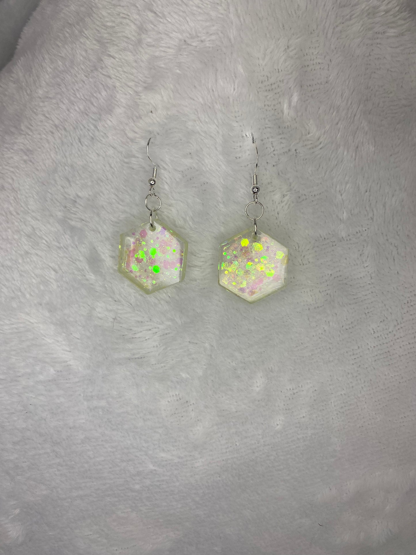 Yellow Chunky Glitter Hexagon Earrings