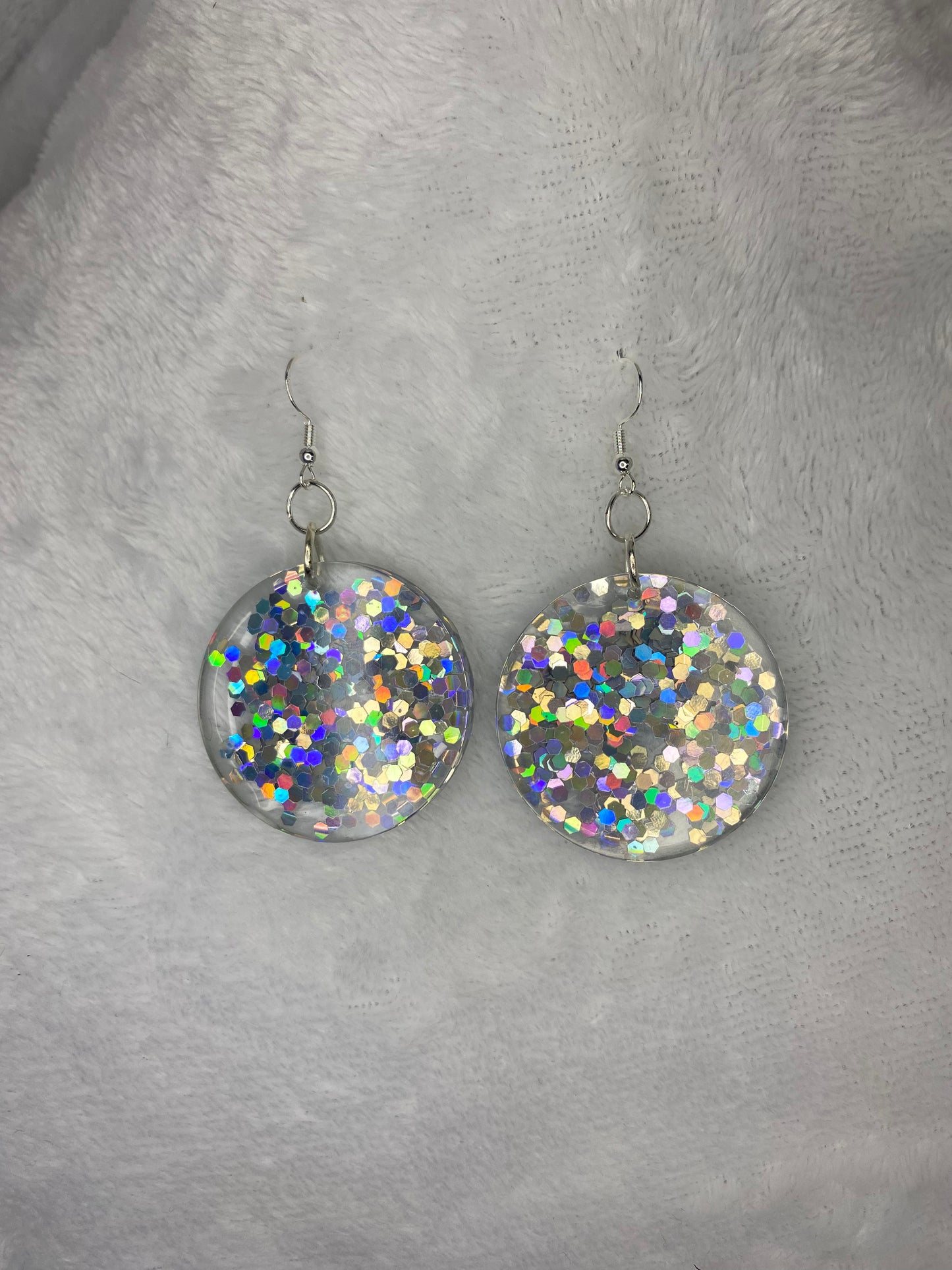 Holographic Large Circle Earrings