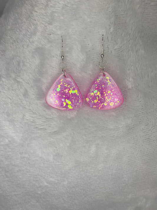 Hot Pink Triangle Earrings