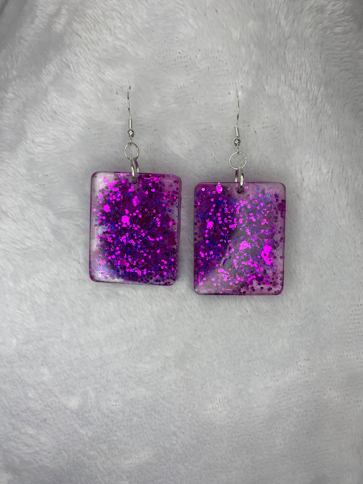 Purple Chunky Glitter Rectangle Earrings