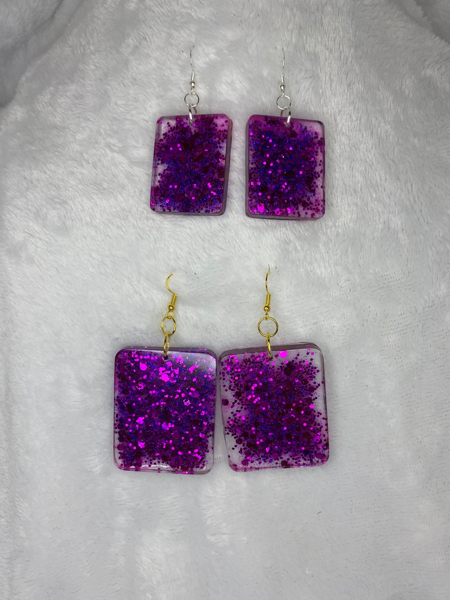 Purple Chunky Glitter Rectangle Earrings