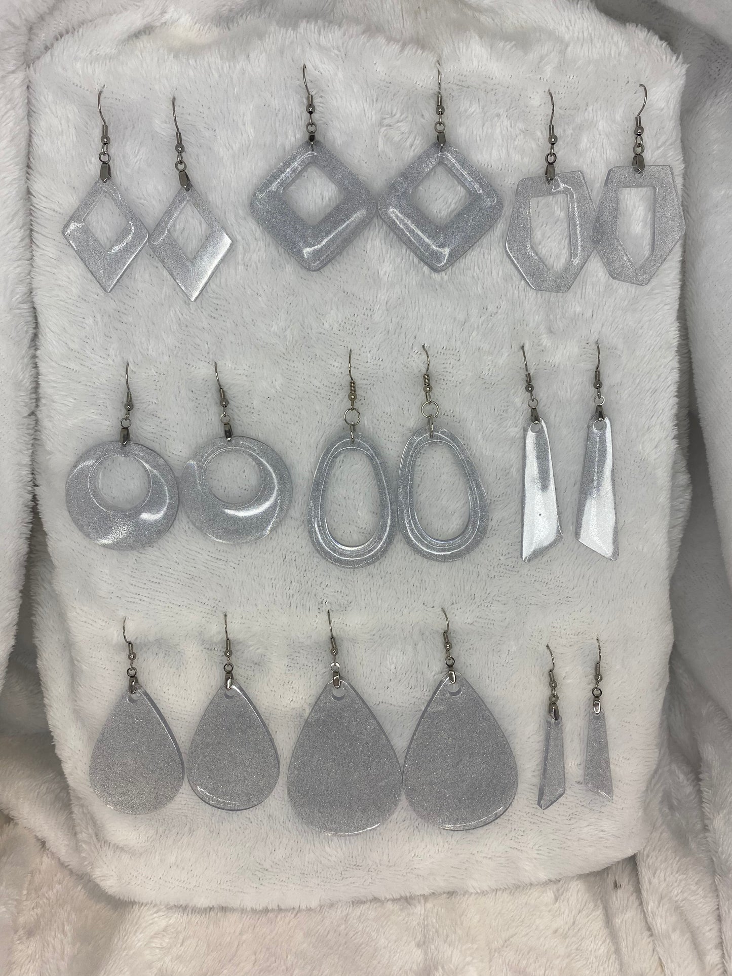 Holographic Silver Glitter Earrings