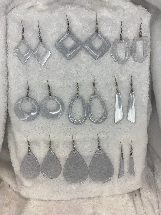 Holographic Silver Glitter Earrings