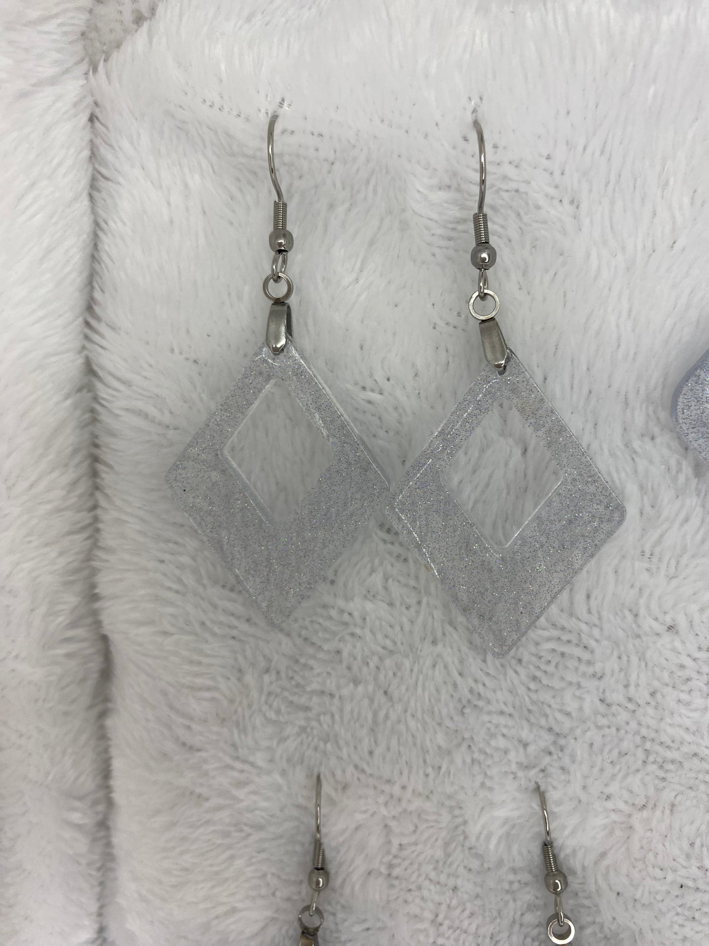Holographic Silver Glitter Earrings