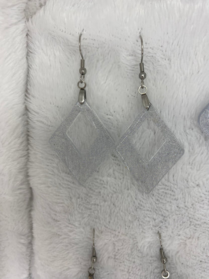 Holographic Silver Glitter Earrings