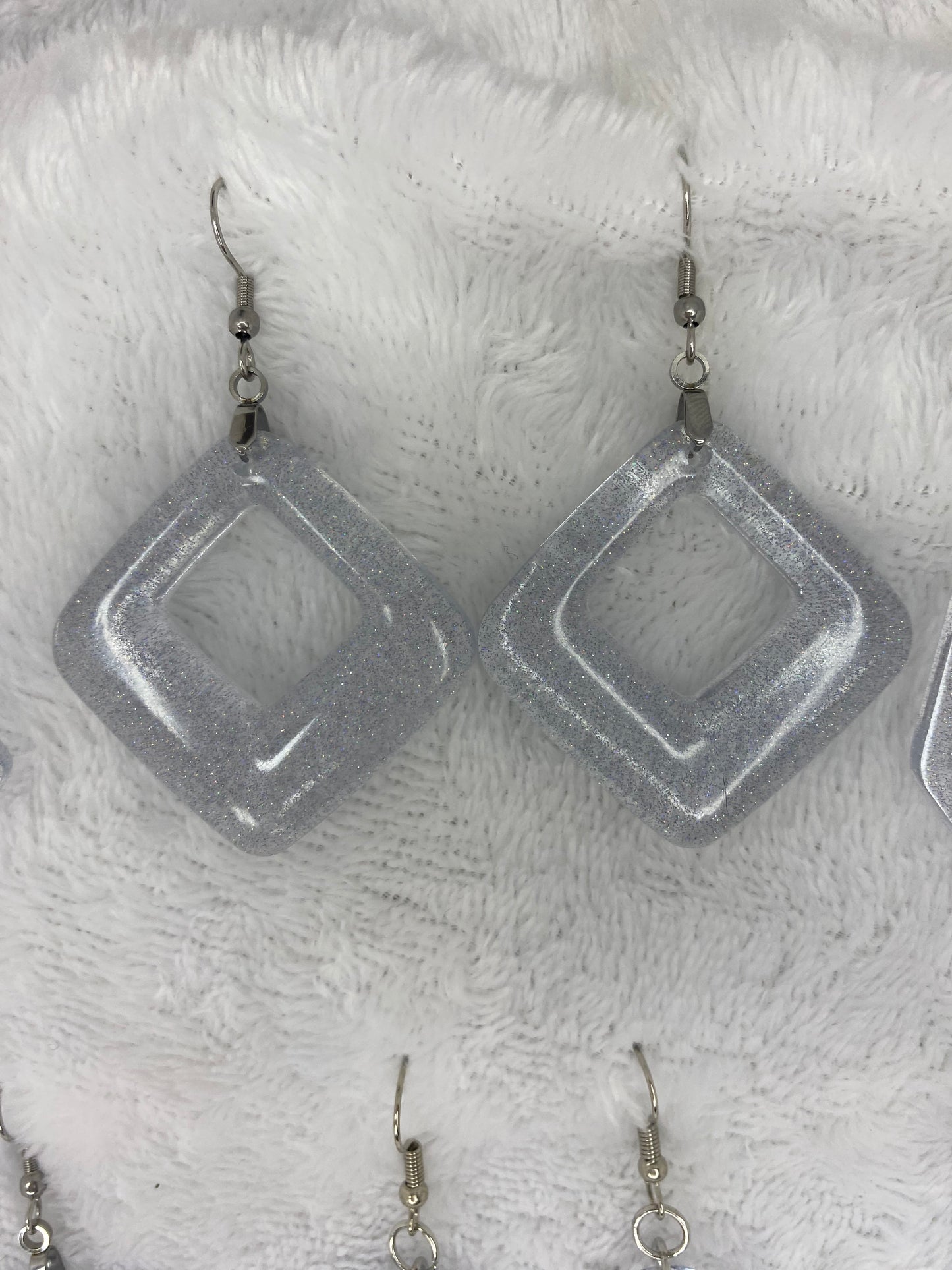 Holographic Silver Glitter Earrings